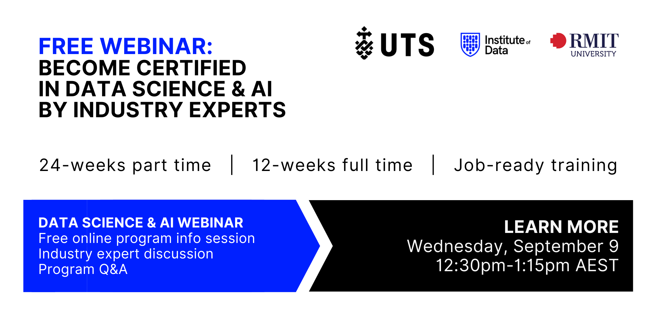 Institute of Data RMIT UTS - Data Science Program - Online Info Session - September 9 2020